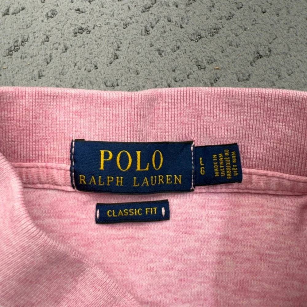 Ralph Lauren Polo Shirt Mens Large Pink Classic Fit Heathered Pony Tip Collar